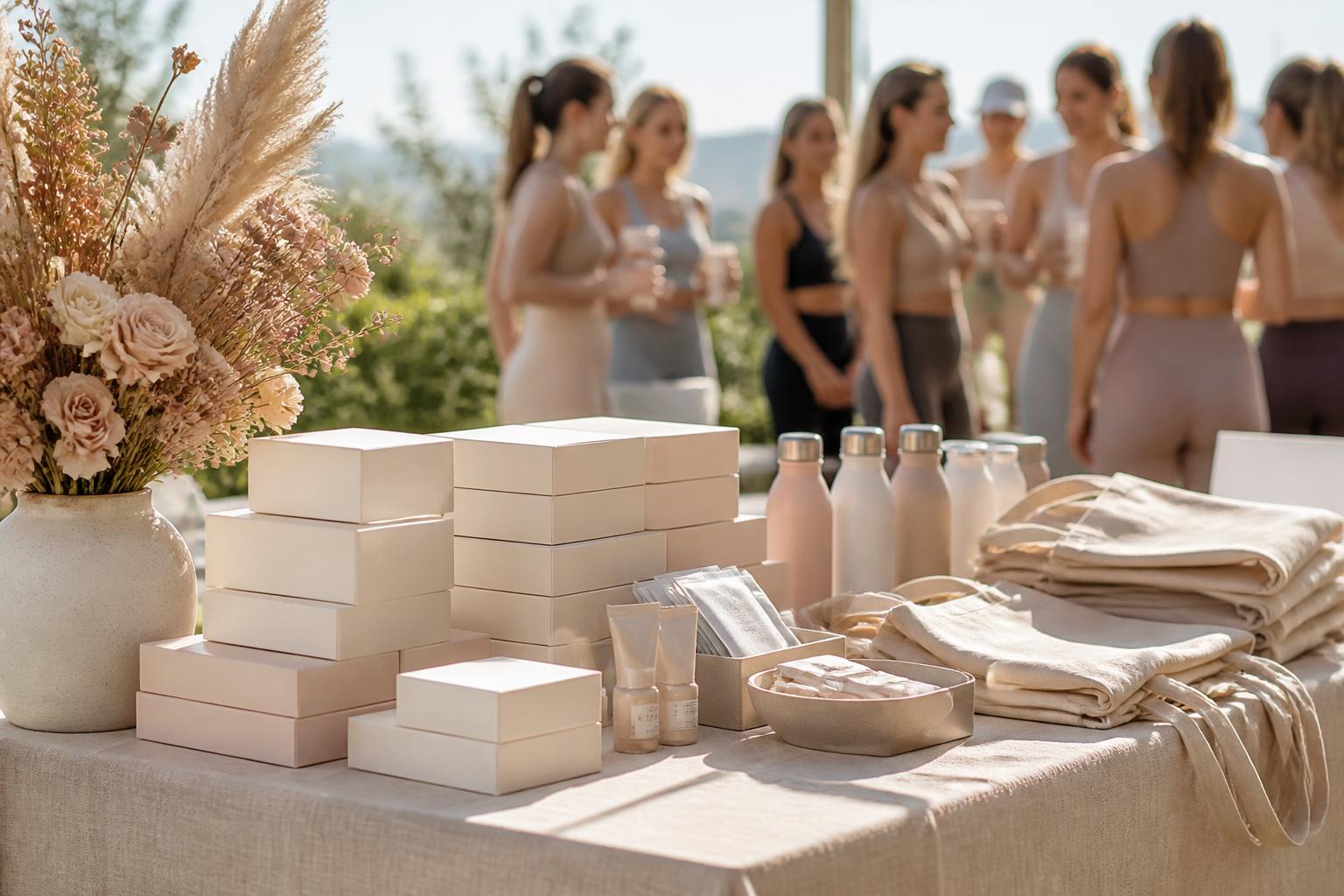 Gifting table stacked with sponsor product for club members