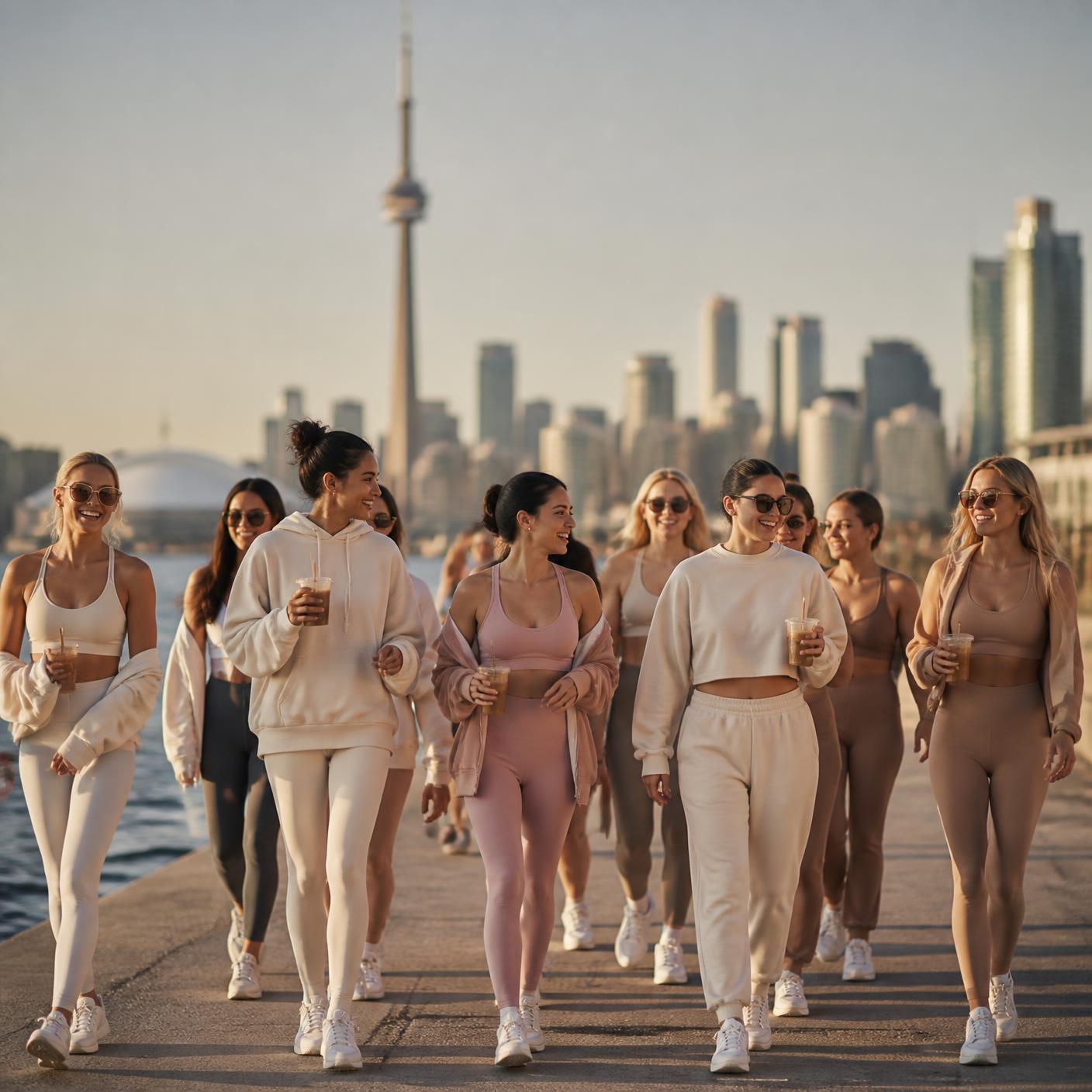 Hot Girl Walk Club Toronto members walking the waterfront route together