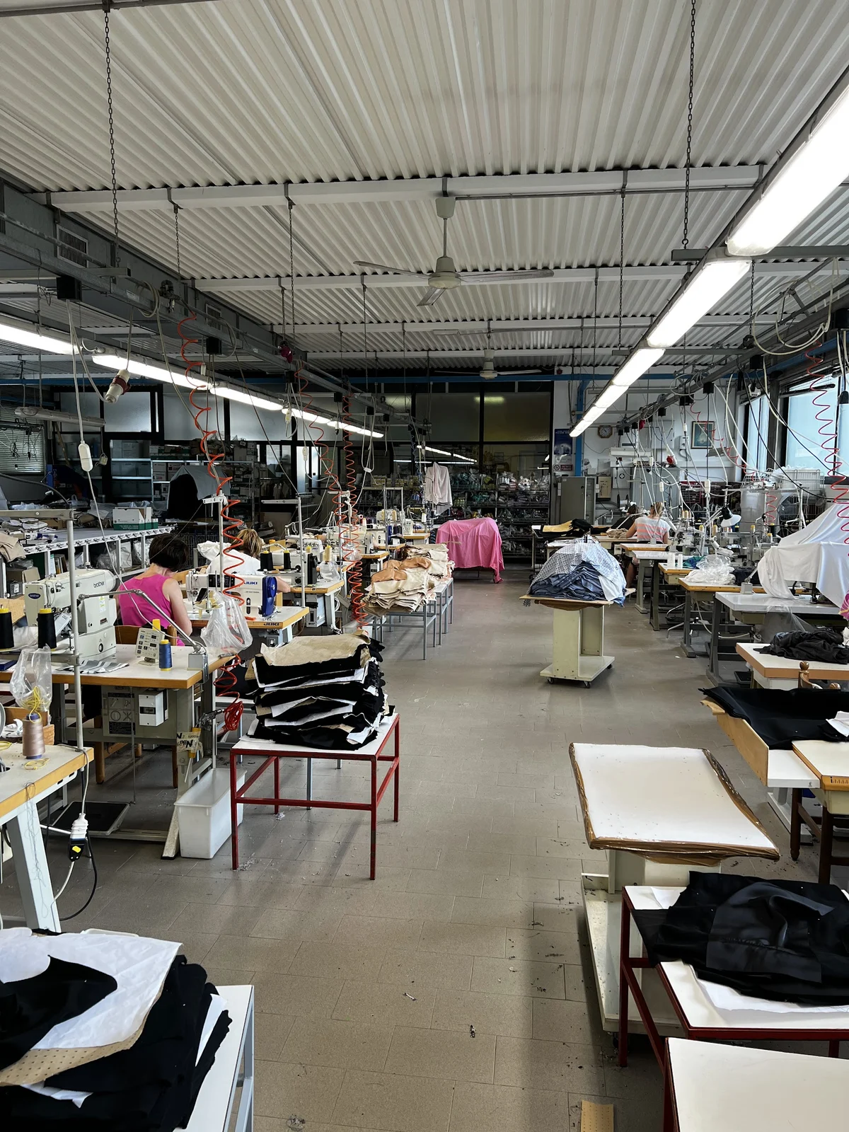 ViCES Studio factory visit: sewing floor at a partner garment manufacturer in Italy