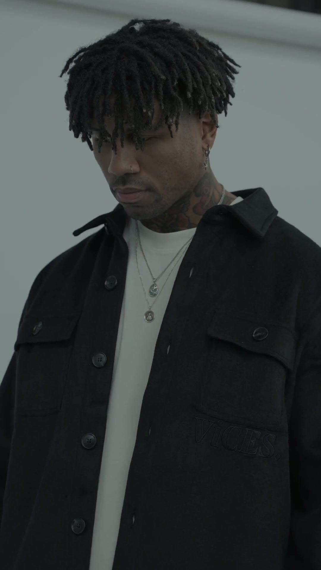 Product film for the ViCES & Co. black jacket, showing construction, hardware and fit.